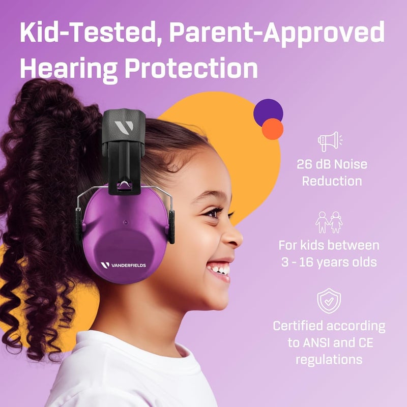 Vanderfields Hearing Protection Ear Muffs - Over 33 dB (2K Hz) Broad Noise Cancelling Sound Reduction Earmuffs for Kids 3-12 - Image 2